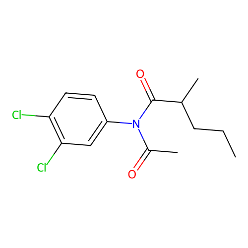 N-acetyl-N-(3,4-dichlorophenyl)-2-methylpentanamide structure
