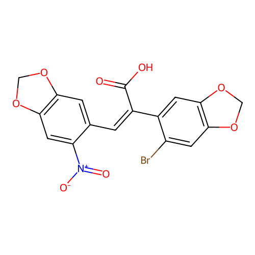 2-(6-Bromo-1,3-benzodioxol-5-yl)-3-(6-nitro-1,3-benzodioxol-5-yl)acrylic acid structure