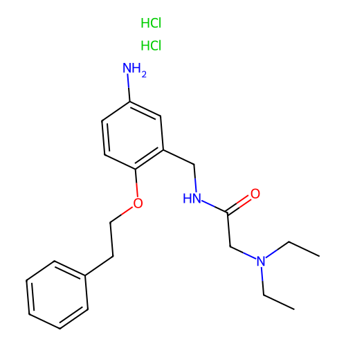 Acetamide, N-(5-amino-2-(phenethyloxy)benzyl)-2-(diethylamino)-, dihydrochloride structure