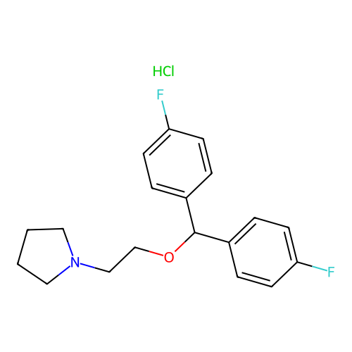 Pyrrolidine, 1-(2-(bis(4-fluorophenyl)methoxy)ethyl)-, hydrochloride structure