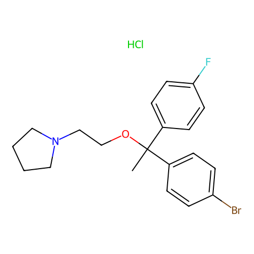 1-(2-(1-(4-Bromophenyl)-1-(4-fluorophenyl)ethoxy)ethyl)pyrrolidine hydrochloride structure
