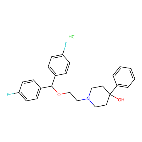 4-Piperidinol, 1-(2-(bis(4-fluorophenyl)methoxy)ethyl)-4-phenyl-, hydrochloride structure