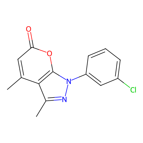 1-(3-Chlorophenyl)-3,4-dimethylpyrano[2,3-c]pyrazol-6(1H)-one structure