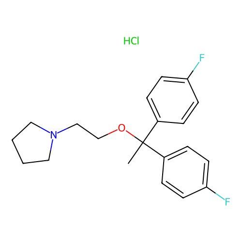 Pyrrolidine, 1-(2-(1,1-bis(4-fluorophenyl)ethoxy)ethyl)-, hydrochloride structure