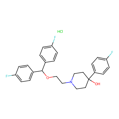 4-Piperidinol, 1-(2-(bis(4-fluorophenyl)methoxy)ethyl)-4-(4-fluorophenyl)-, hydrochloride structure