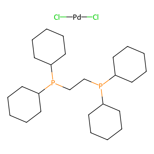 Dichloropalladium;dicyclohexyl(2-dicyclohexylphosphanylethyl)phosphane structure