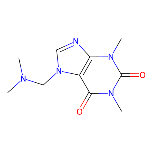 7-[(dimethylamino)methyl]-1,3-dimethyl-3,7-dihydro-1H-purine-2,6-dione structure