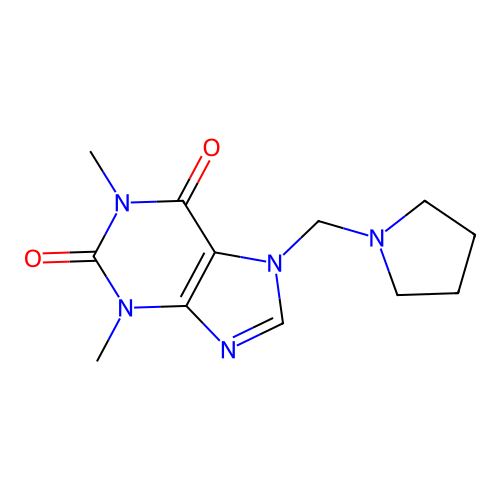 7-(1-Pyrrolidinyl)methyltheophylline structure