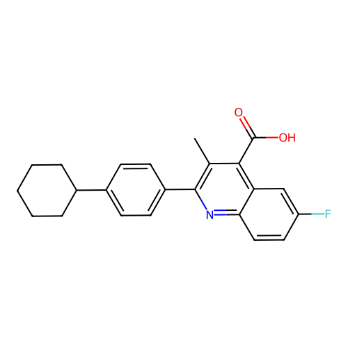 4-Quinolinecarboxylic acid, 2-(4-cyclohexylphenyl)-6-fluoro-3-methyl- structure