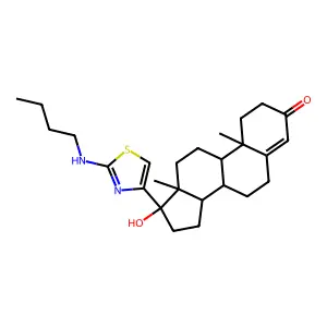 Androst-4-en-3-one, 17-beta-(2-(butylamino)-4-thiazolyl)-17-alpha-hydroxy- structure