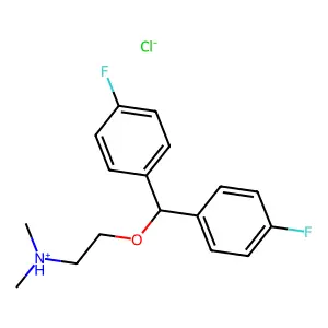 Ethanamine, 2-(bis(4-fluorophenyl)methoxy)-N,N-dimethyl-, hydrochloride structure