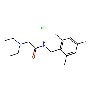 Acetamide, 2-(diethylamino)-N-(2,4,6-trimethylbenzyl)-, hydrochloride structure