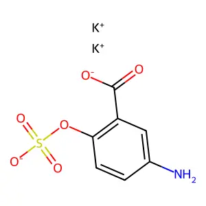 Benzoic acid, 5-amino-2-(sulfooxy)-, dipotassium salt structure
