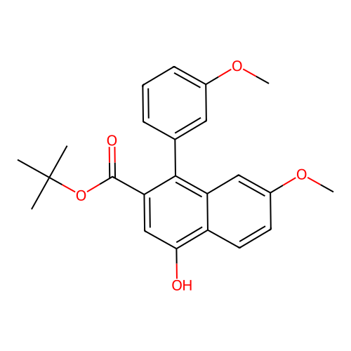 4-HO-7-Meo-1-(3-methoxy-phenyl)-naphthalene-2-carboxylic acid tert-butyl ester structure