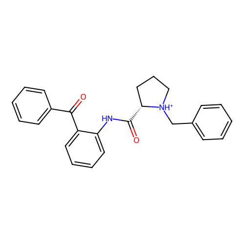 (2S)-N-(2-benzoylphenyl)-1-benzylpyrrolidin-1-ium-2-carboxamide structure