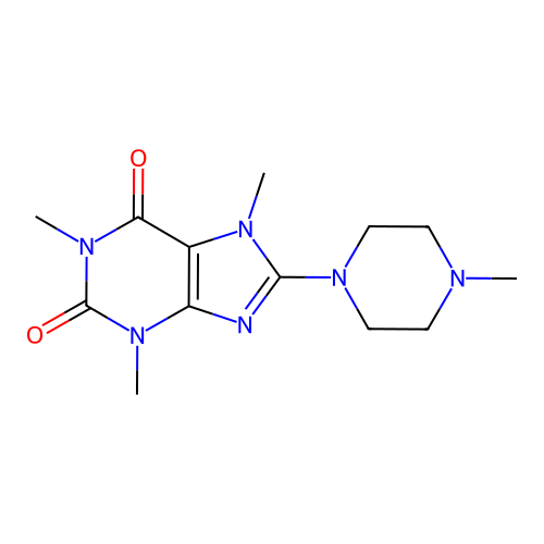 1,3,7-Trimethyl-8-(4-methylpiperazin-1-yl)purine-2,6-dione structure