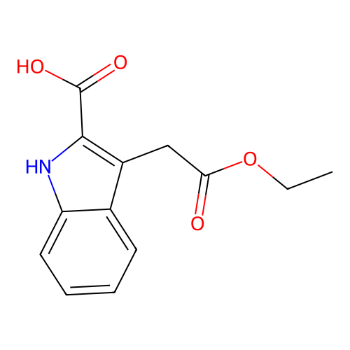 3-(2-ethoxy-2-oxoethyl)-1H-indole-2-carboxylic acid structure