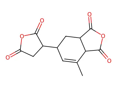 5-(2,5-Dioxotetrahydrofuryl)-3-methyl-3-cyclohexene-1,2-dicarboxylic anhydride structure