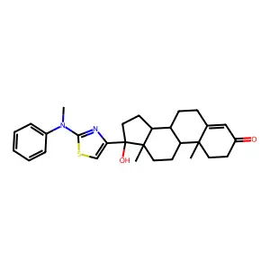 Androst-4-en-3-one, 17-alpha-hydroxy-17-beta-(2-(N-methylanilino)-4-thiazolyl)- structure