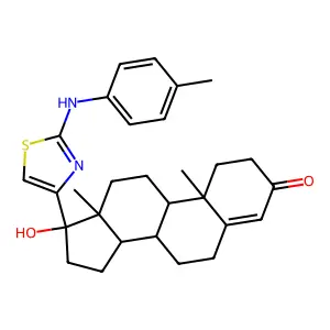 Androst-4-en-3-one, 17-alpha-hydroxy-17-beta-(2-(p-toluidino)-4-thiazolyl)- structure