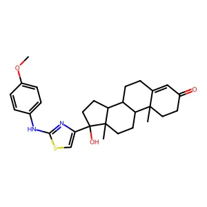 Androst-4-en-3-one, 17-beta-(2-(p-anisidino)-4-thiazolyl)-17-alpha-hydroxy- structure