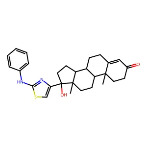 Androst-4-en-3-one, 17-beta-(2-anilino-4-thiazolyl)-17-alpha-hydroxy- structure