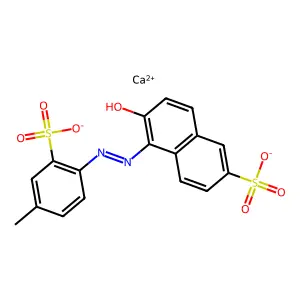 2-Naphthalenesulfonic acid, 6-hydroxy-5-((4-methyl-2-sulfophenyl)azo)-, calcium salt (1:1) structure