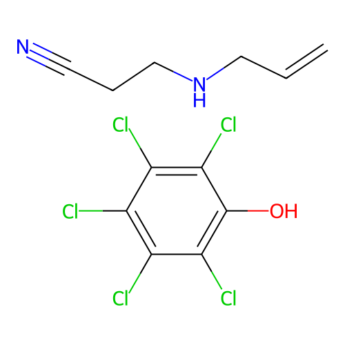 2,3,4,5,6-Pentachlorophenol; 3-(prop-2-enylamino)propanenitrile structure
