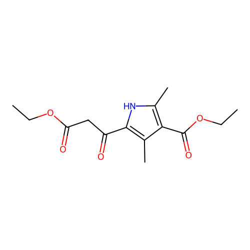 ethyl 5-(3-ethoxy-3-oxopropanoyl)-2,4-dimethyl-1H-pyrrole-3-carboxylate structure