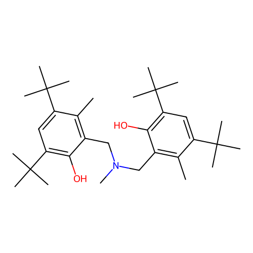 2,2'-[(Methylimino)dimethanediyl]bis(4,6-di-tert-butyl-3-methylphenol) structure