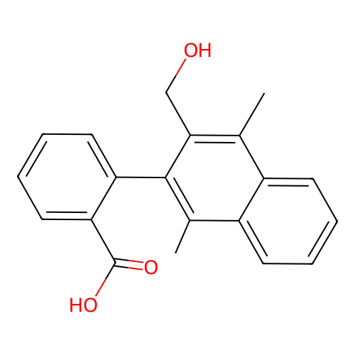 2-[3-(Hydroxymethyl)-1,4-dimethylnaphthalen-2-yl]benzoic acid structure