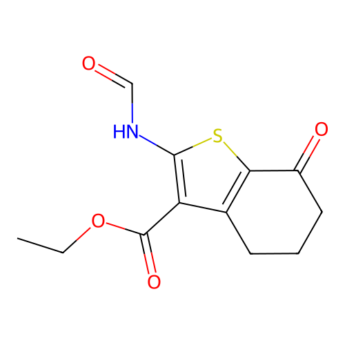 Ethyl 2-(formylamino)-7-oxo-4,5,6,7-tetrahydro-1-benzothiophene-3-carboxylate structure