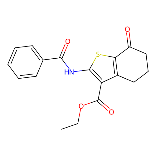 Ethyl 2-(benzoylamino)-7-oxo-4,5,6,7-tetrahydro-1-benzothiophene-3-carboxylate structure