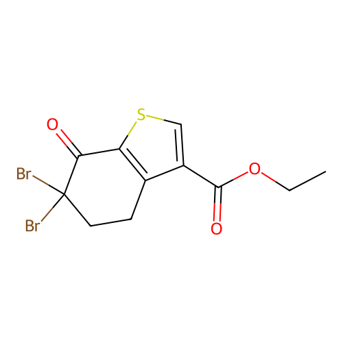 Ethyl 6,6-dibromo-7-oxo-4,5,6,7-tetrahydro-1-benzothiophene-3-carboxylate structure