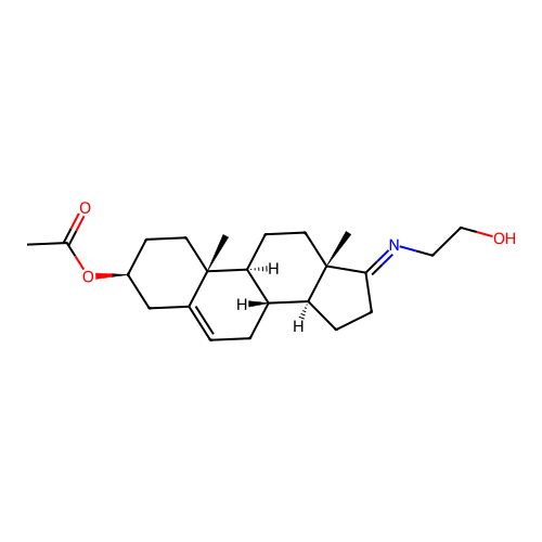 17-((2-Hydroxyethyl)imino)androst-5-en-3-ol 3-acetate structure