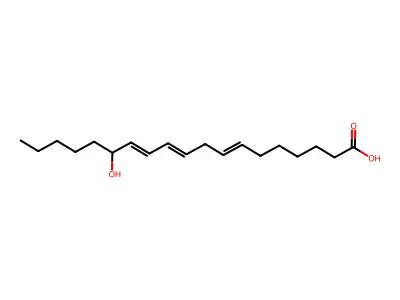 14-Hydroxynonadeca-7,10,12-trienoic acid structure