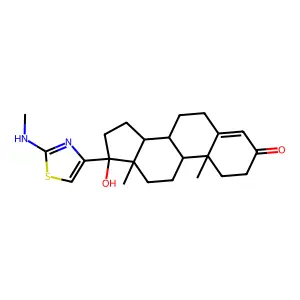 Androst-4-en-3-one, 17-alpha-hydroxy-17-beta-(2-(methylamino)-4-thiazolyl)- structure