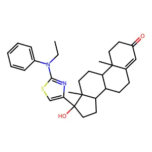 Androst-4-en-3-one, 17-beta-(2-(N-ethylanilino)-4-thiazolyl)-17-alpha-hydroxy- structure