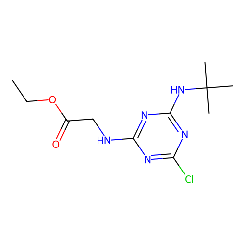 Ethyl 2-((4-(tert-butylamino)-6-chloro-1,3,5-triazin-2-yl)amino)acetate structure