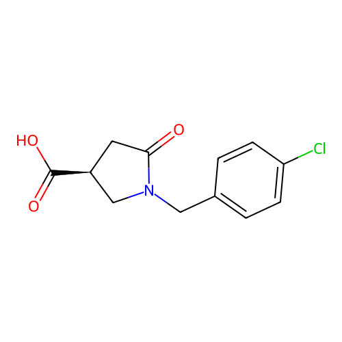 (3S)-1-[(4-chlorophenyl)methyl]-5-oxopyrrolidine-3-carboxylic acid structure