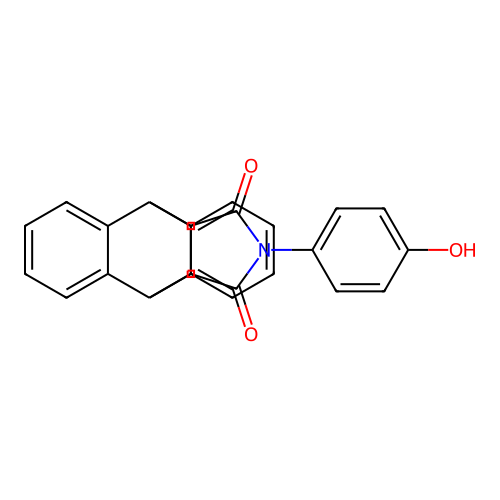 17-(4-hydroxyphenyl)-17-azapentacyclo[6.6.5.0~2,7~.0~9,14~.0~15,19~]nonadeca-2,4,6,9,11,13-hexaene-16,18-dione (non-preferred name) structure