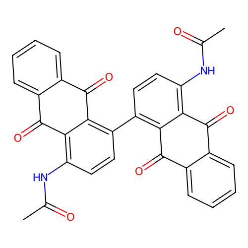 N-[4-(4-acetamido-9,10-dioxoanthracen-1-yl)-9,10-dioxoanthracen-1-yl]acetamide structure