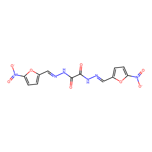Oxalic acid, bis((5-nitrofurfurylidene)hydrazide) structure