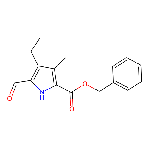 Benzyl 4-ethyl-5-formyl-3-methyl-2-pyrrolecarboxylate structure