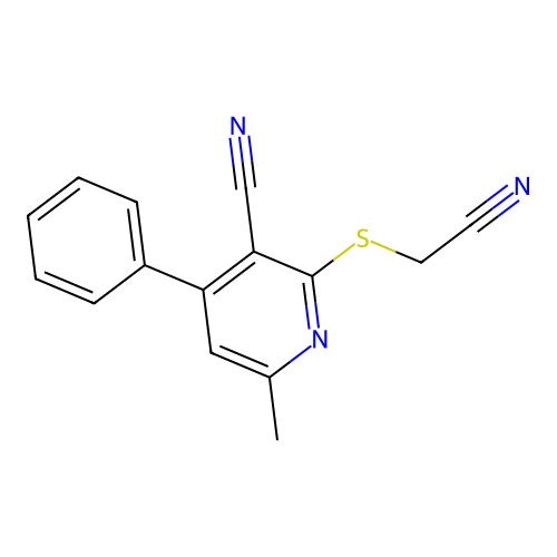 2-(Cyanomethylthio)-6-methyl-4-phenylpyridine-3-carbonitrile structure