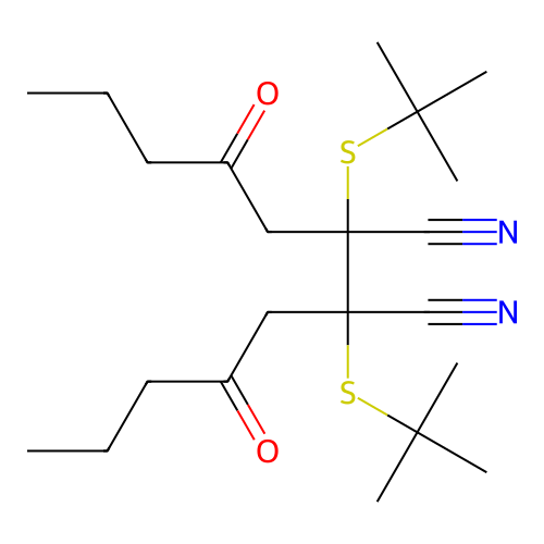 2,3-Bis(tert-butylsulfanyl)-2,3-bis(2-oxopentyl)butanedinitrile structure