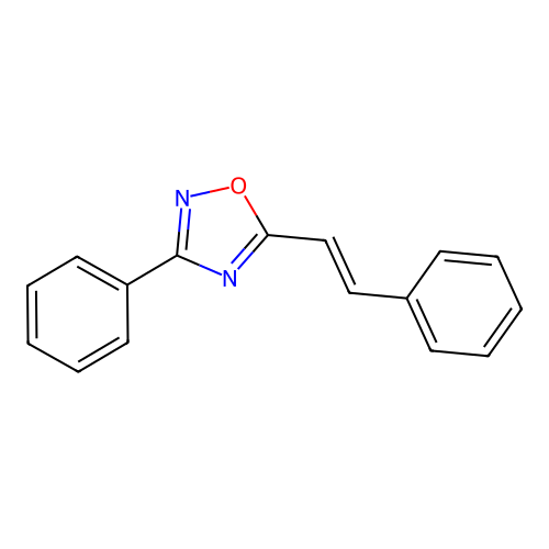 3-phenyl-5-[(E)-2-phenylethenyl]-1,2,4-oxadiazole structure