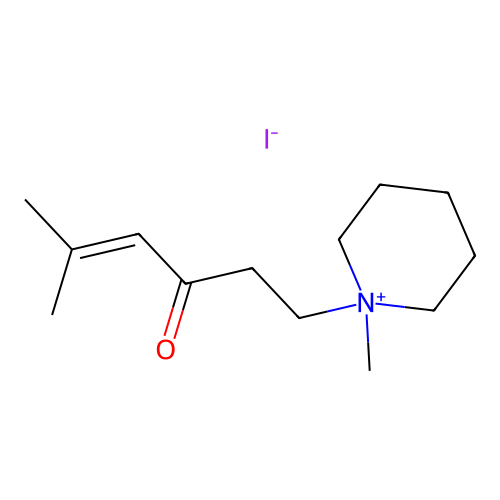 1-Methyl-1-(5-methyl-3-oxohex-4-en-1-yl)piperidin-1-ium iodide structure