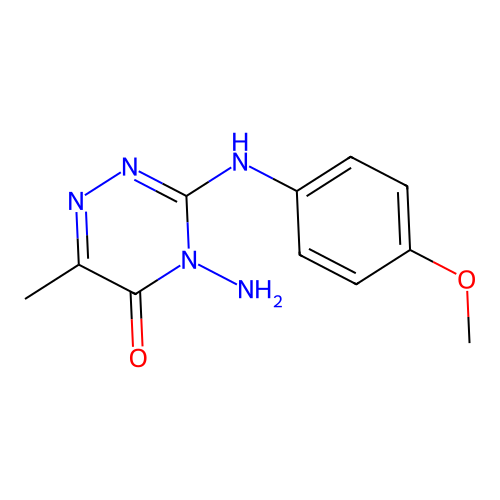 4-Amino-3-(4-methoxyanilino)-6-methyl-4,5-dihydro-1,2,4-triazin-5-one structure