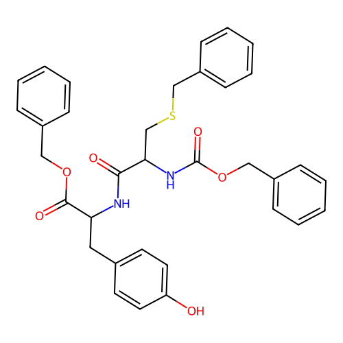 Carbobenzyloxy-S-benzyl-L-cysteinyl-L-tyrosine benzyl ester structure